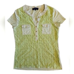 Jones New York Lime Green Lace Top Medium